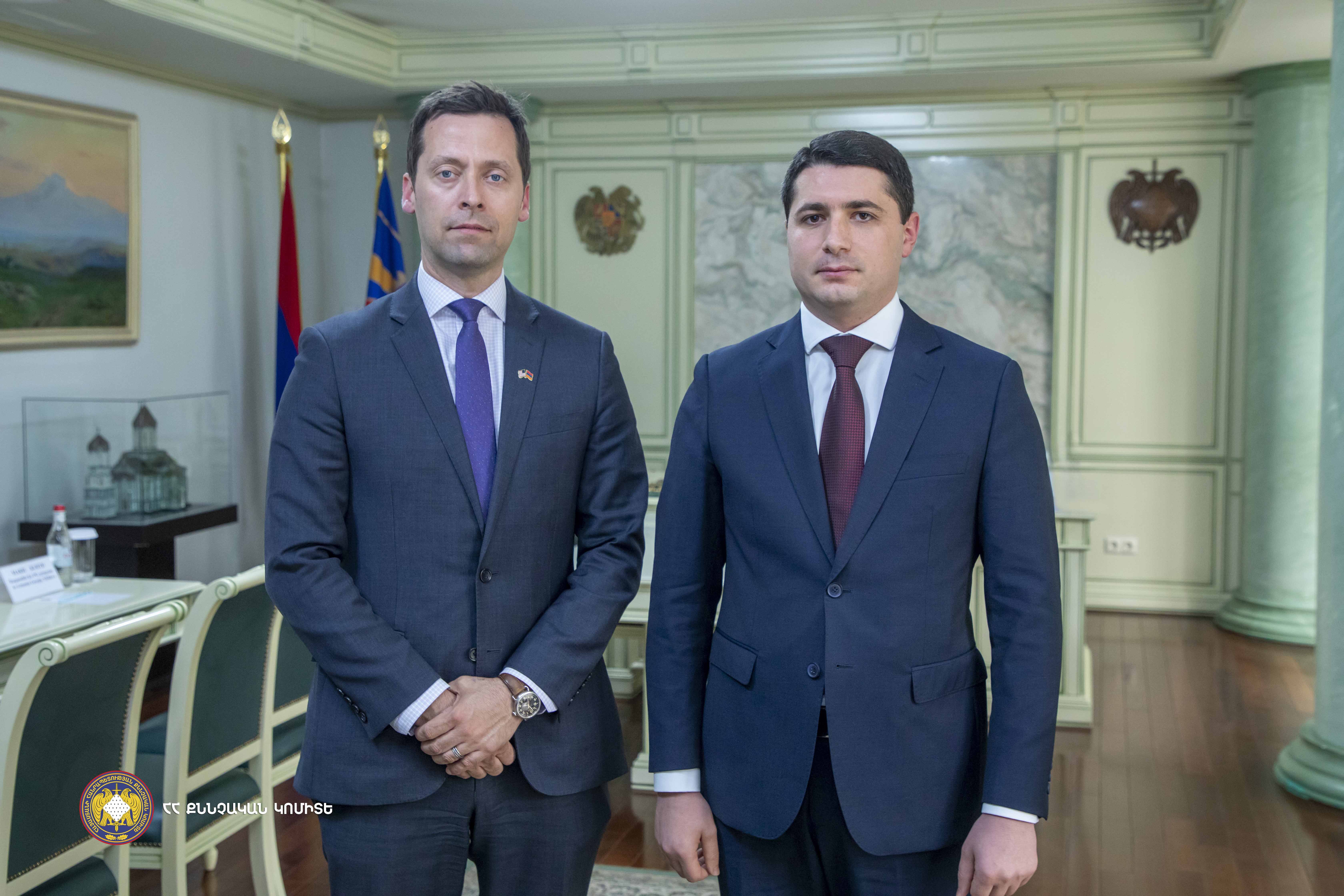 Chairman of the RA Investigative Committee Received U.S. Deputy Assistant Secretary in the Bureau of International Narcotics and Law Enforcement Affairs Brandon Yoder; Issues of Cooperation Expansion Discussed (photos)